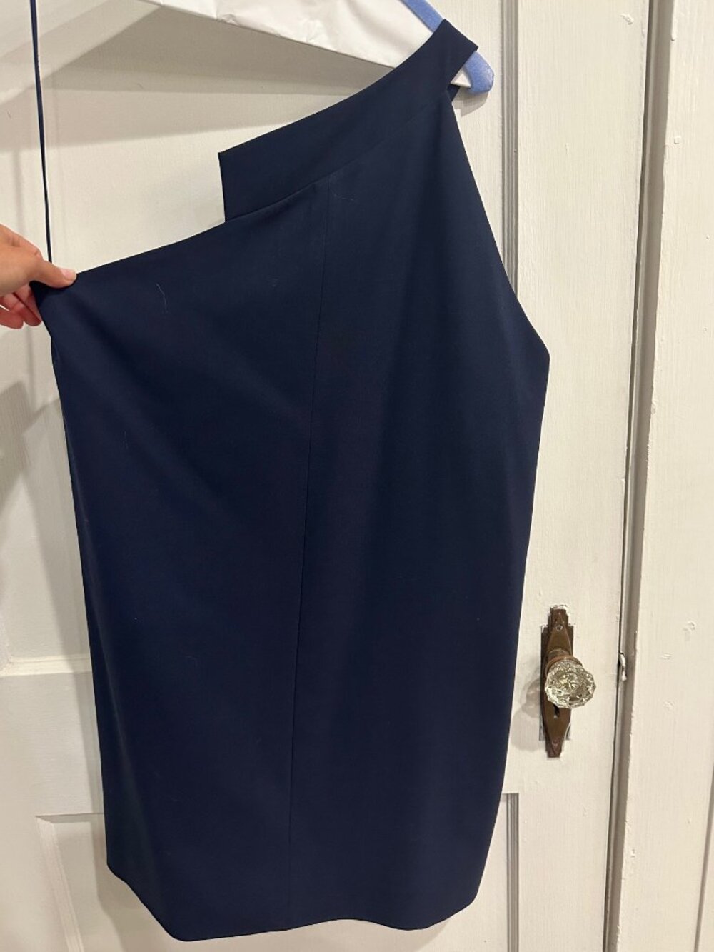 Michelle Mason Navy One Shoulder Asymmetrical Mini Dress Size 8